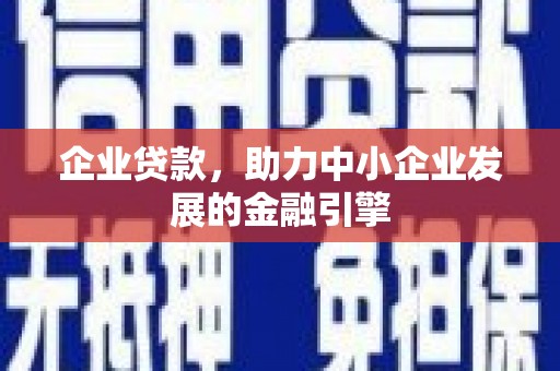 秀水企业贷款，助力中小企业发展的金融引擎