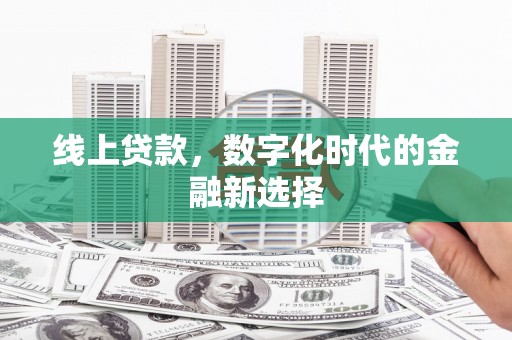 秀水线上贷款，数字化时代的金融新选择